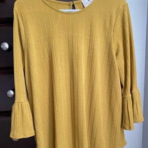 Women's Mustard Yellow Bell Sleeve Top